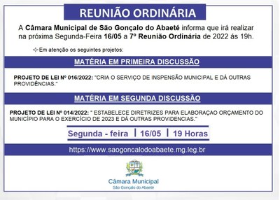 REUNIÃO ORDINARIA 16 DE MAIO DE 2022